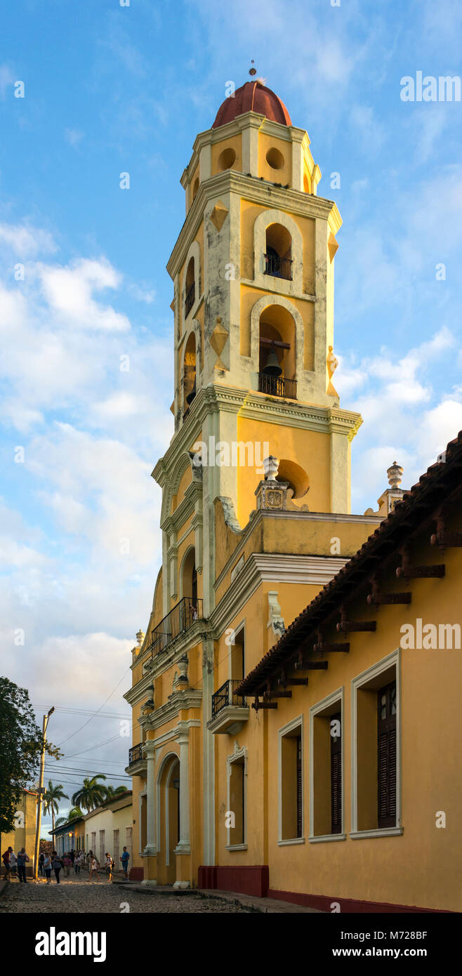 Bell tower of former church, now Museo de la Lucha contra Banditos, Trinidad, Cuba - most photographed building in Trinidad Stock Photo