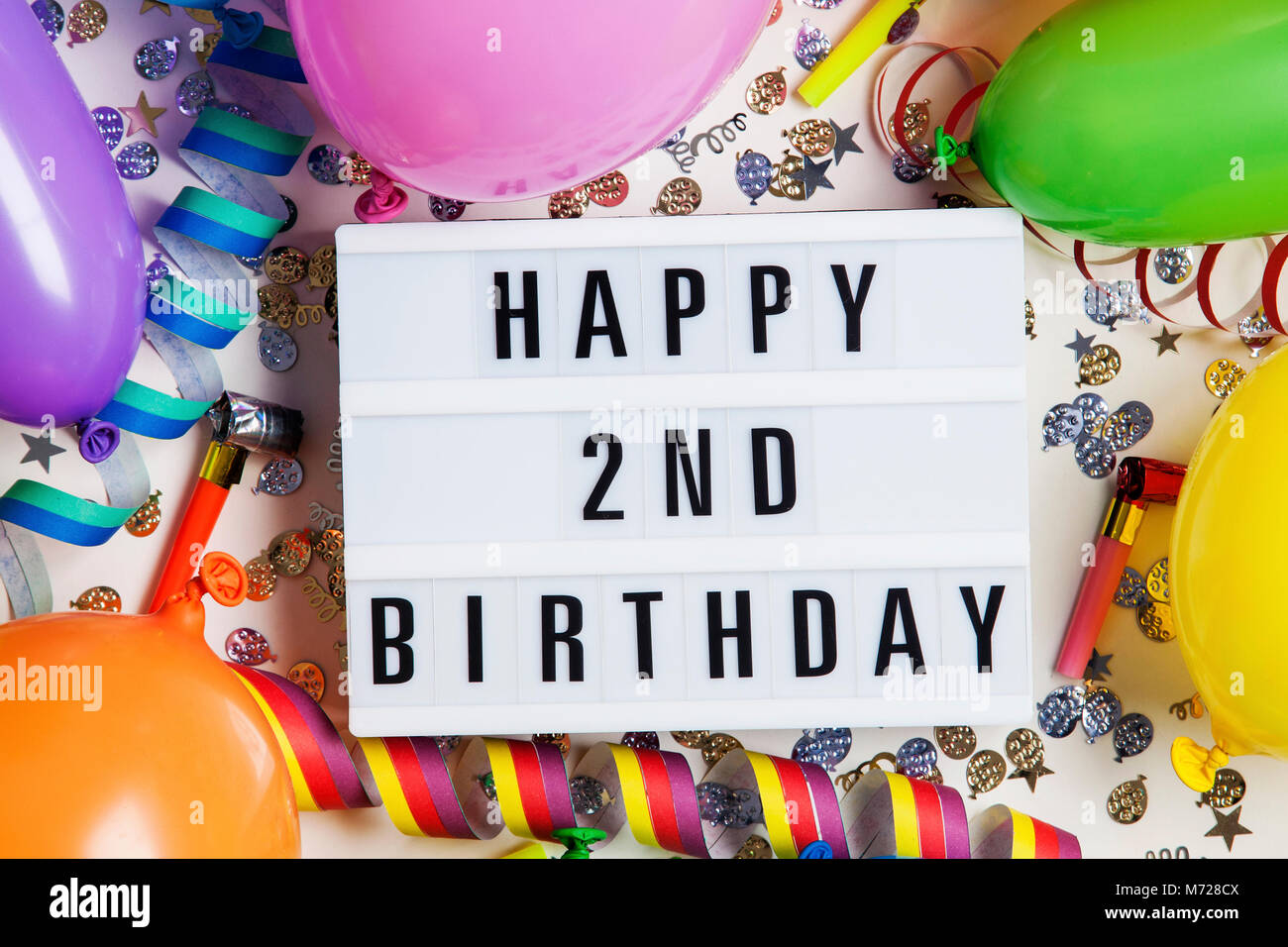 Happy 2nd Birthday Celebration Message On A Lightbox With Balloons Stock Photo Alamy Happy 2nd Birthday Celebration Message On A Lightbox With Balloons Stock Photo Alamy