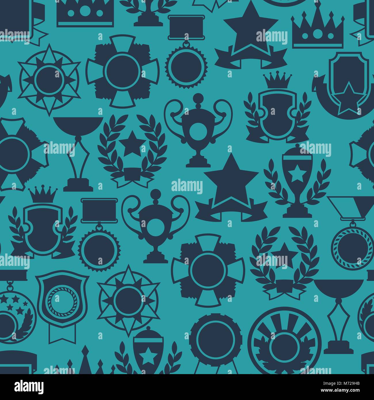 Seamless pattern with trophy and awards in flat design style Stock ...