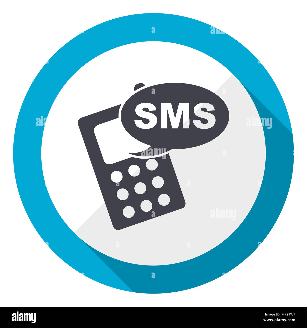 Sms blue flat design web icon Stock Photo - Alamy