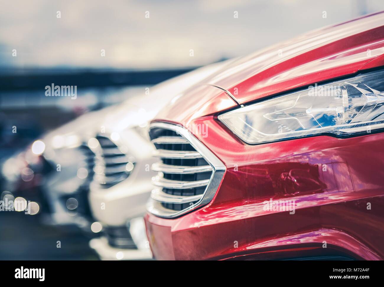 Certified Pre Owned Cars For Sale on Dealership Lot. Automotive