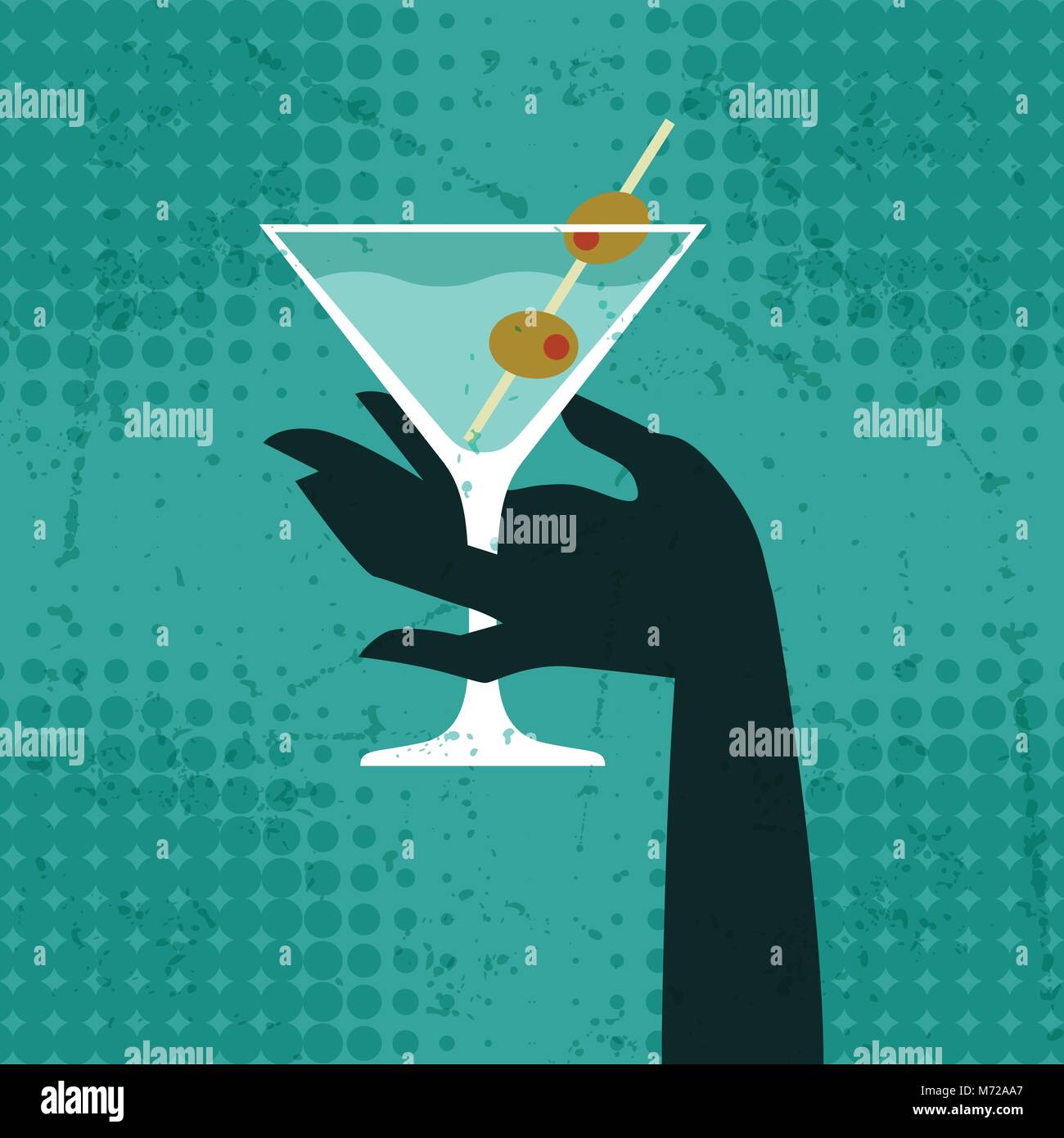 Illustration with glass of martini and hand Stock Vector Image & Art Alamy
