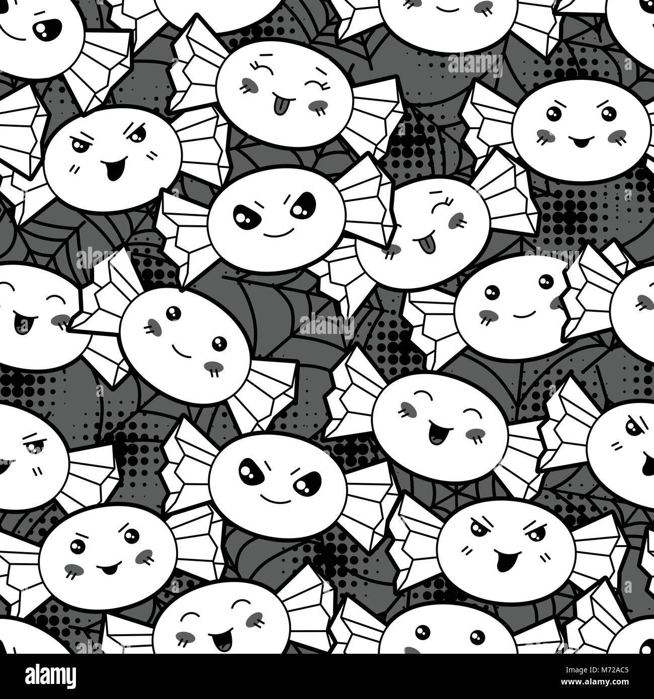 Seamless halloween kawaii cartoon pattern with cute candies Stock ...
