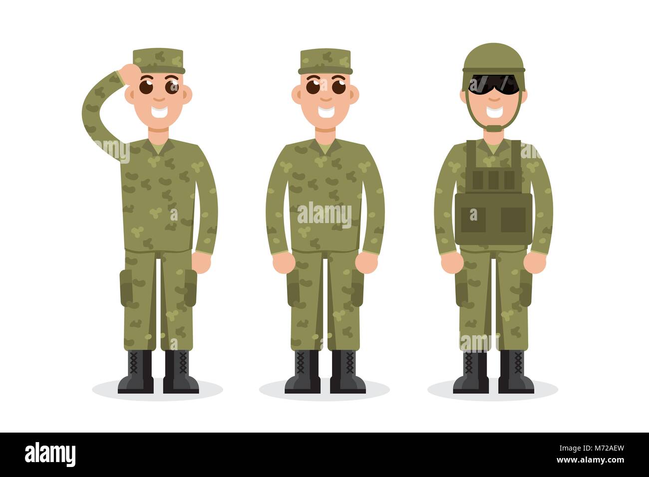 Man US Army soldiers  in camouflage.  Vector illustration. Stock Photo