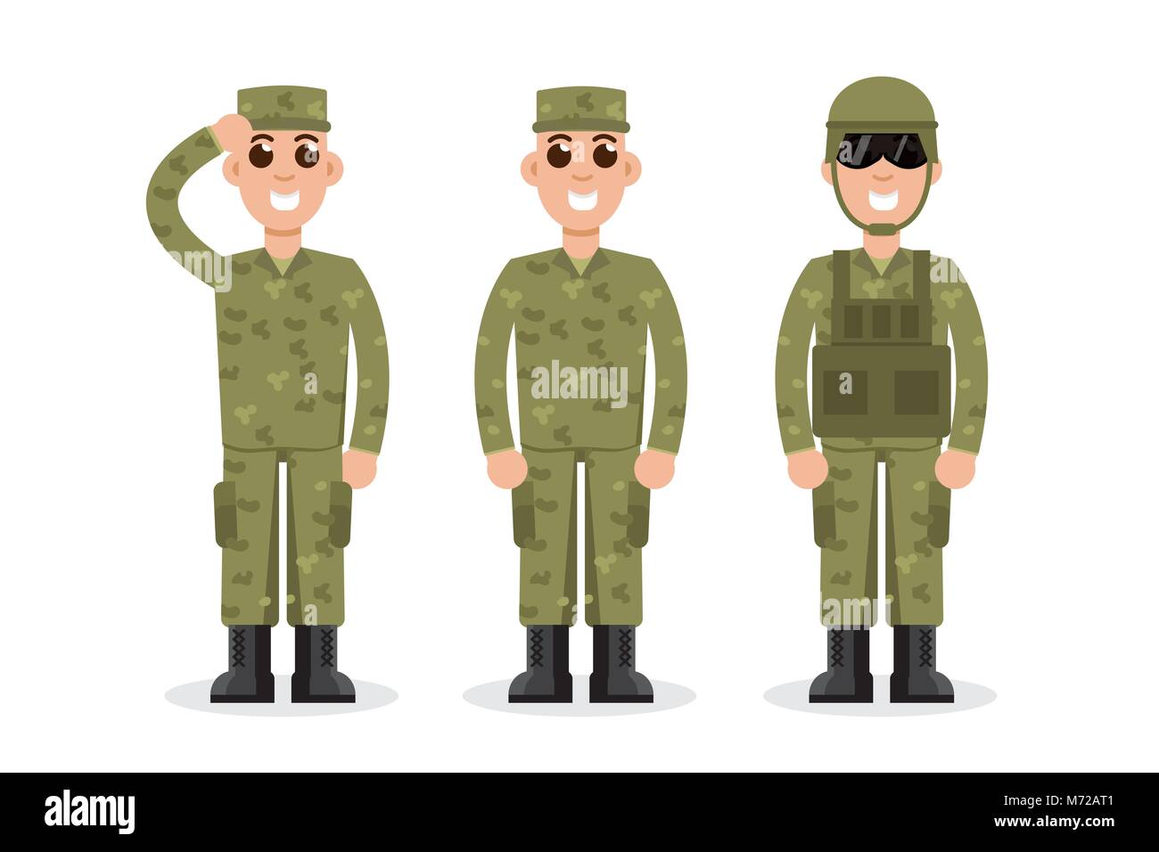 Man US Army soldiers  in camouflage.  Vector illustration. Stock Vector