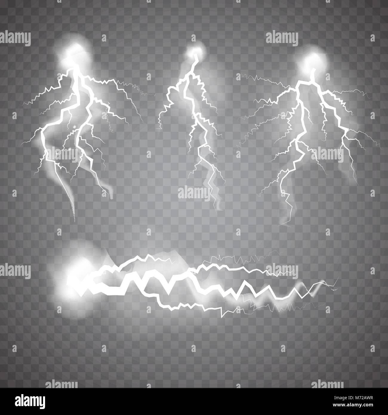 Realistic thunderstorm Lightning set, effect of electrical discharge ...