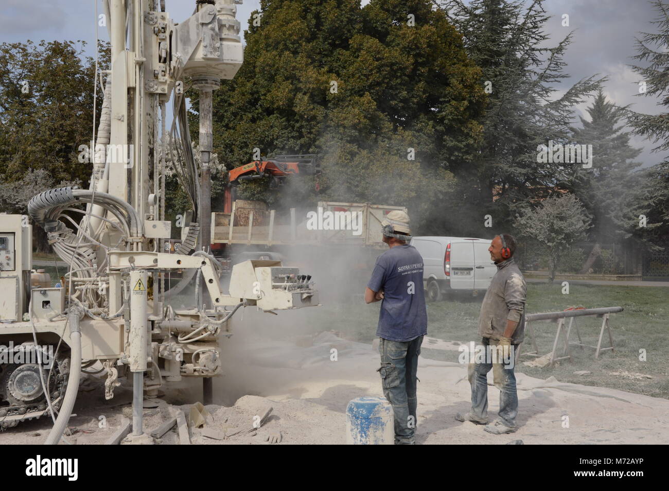 Drilling through limestone in the hope to find water Stock Photo