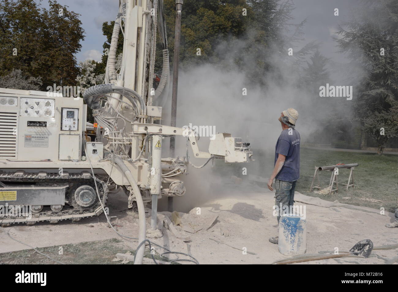 Drilling through limestone in the hope to find water Stock Photo