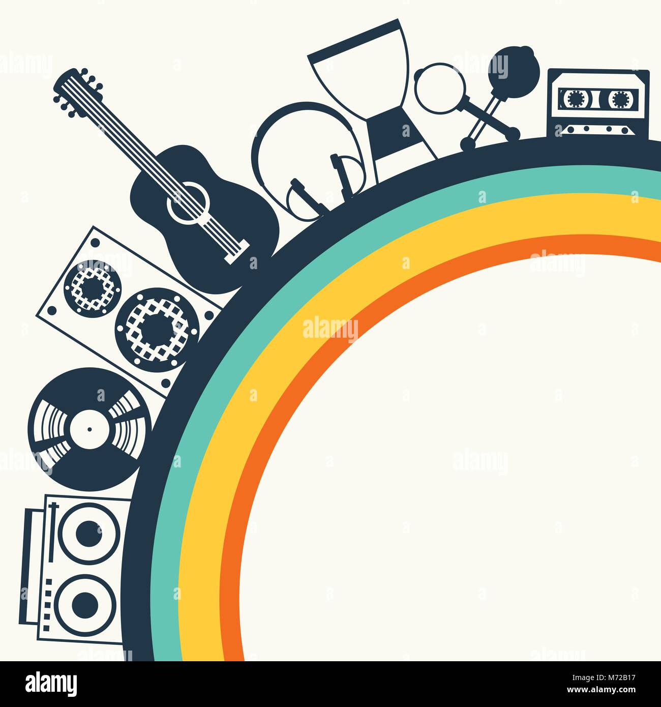 Background with musical instruments in flat design style Stock Vector ...