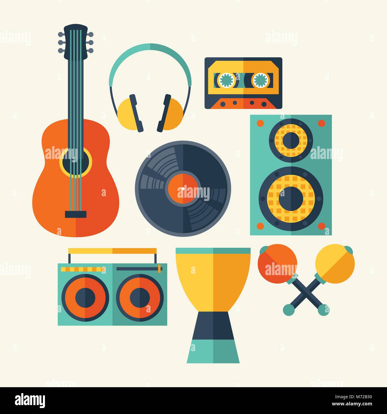 Retro radio in flat design Stock Vector Images - Alamy