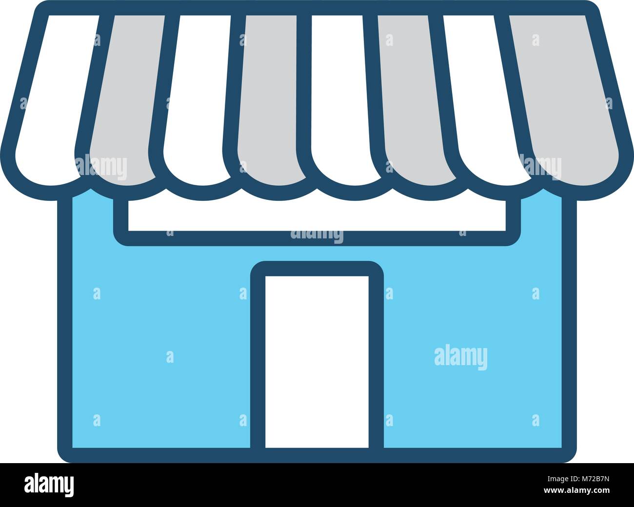 blue store with white and gray awning over white background vector ...