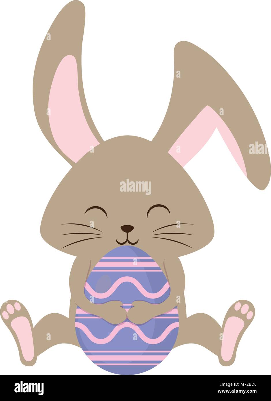 cute rabbit with easter egg icon over white background vector ...