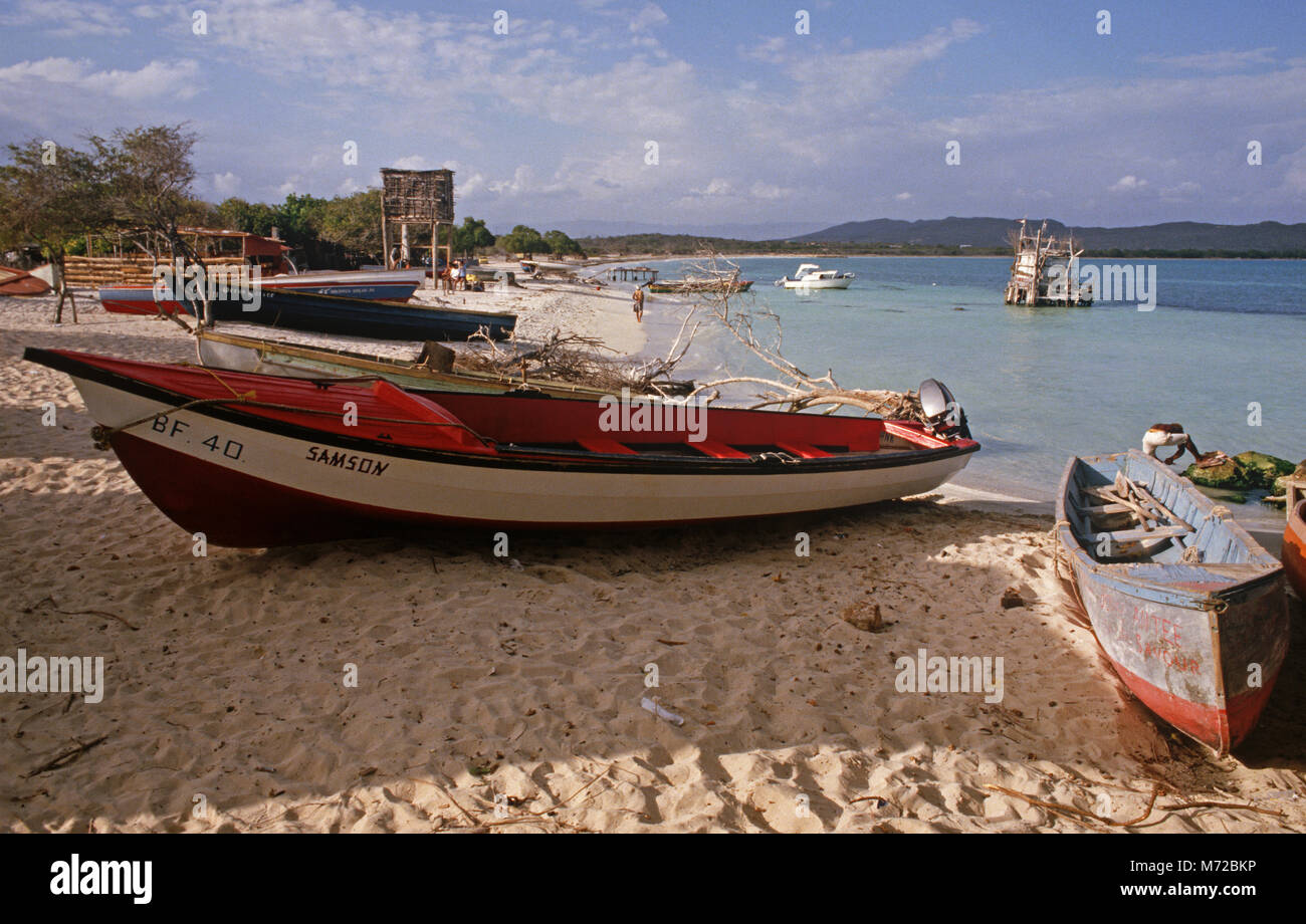 Fishing boats on beach near Kingston, Jamaica Stock Photo Alamy