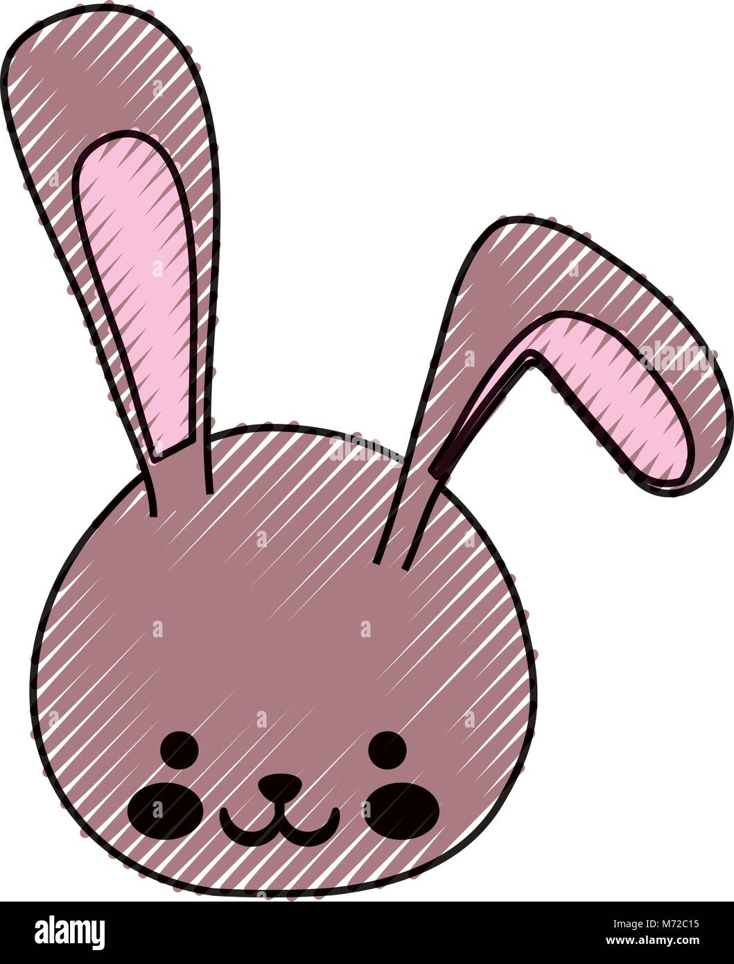 colored rabbit head doodle over white background vecor illustratiion ...