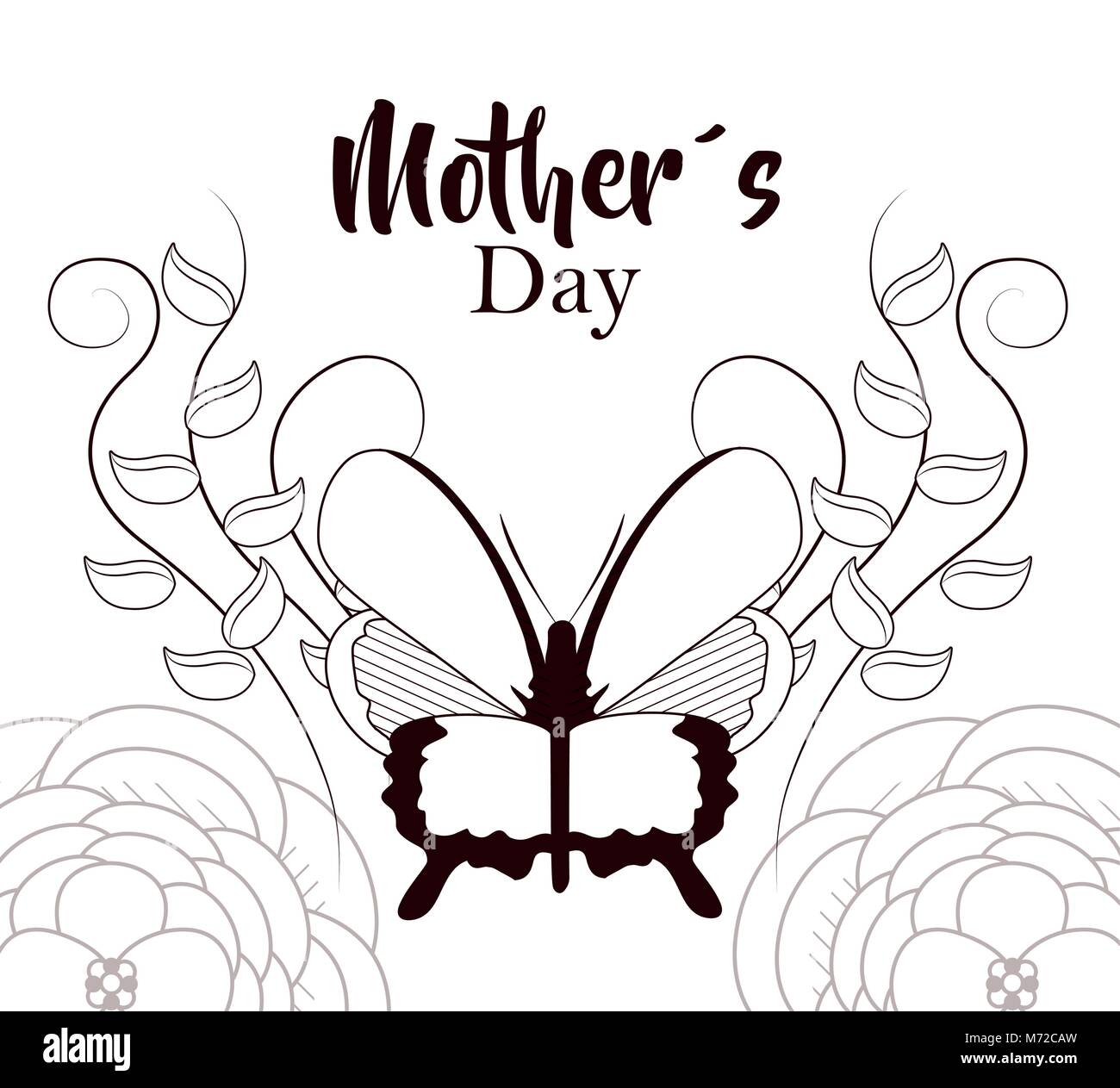 Happy mothers day card with butterflies and flowers Stock Vector Image ...
