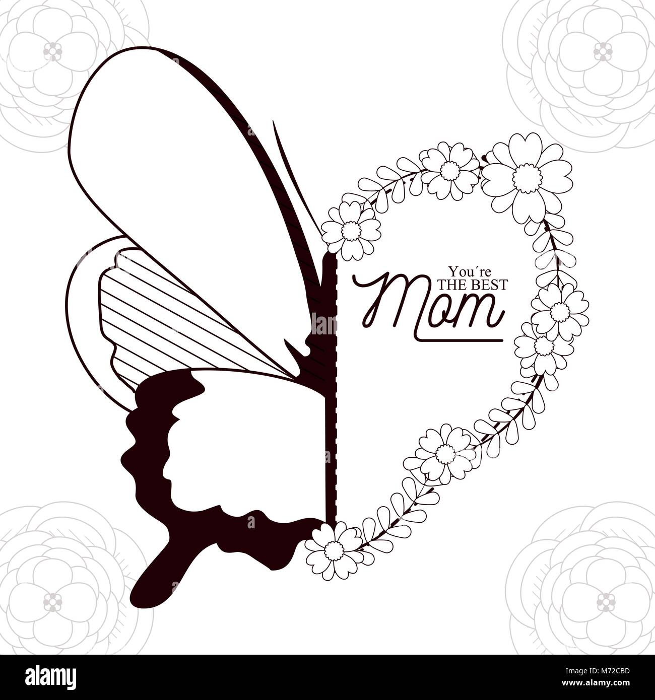 Happy mothers day card with butterflies and flowers Stock Vector Image ...