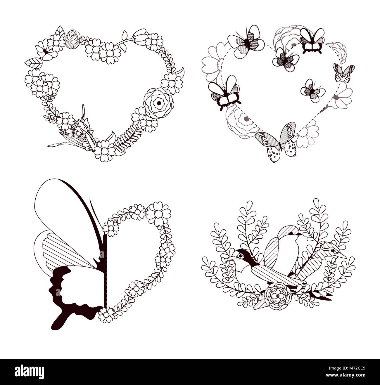 Beautiful labels with birds and butteflies Stock Vector Image & Art - Alamy