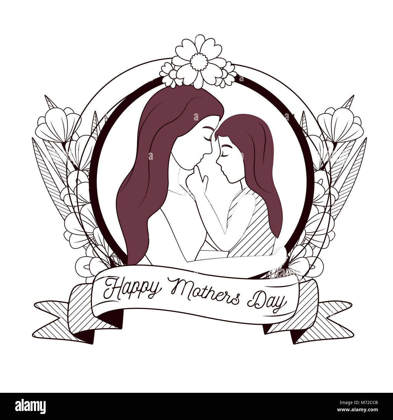 Happy mother card with beautiful drawing Stock Vector Image & Art ...