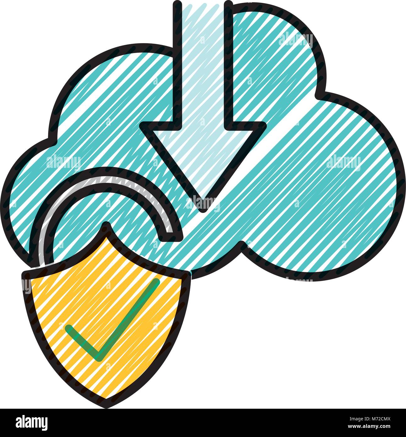 grated cloud data downloading and padlock good security Stock Vector ...