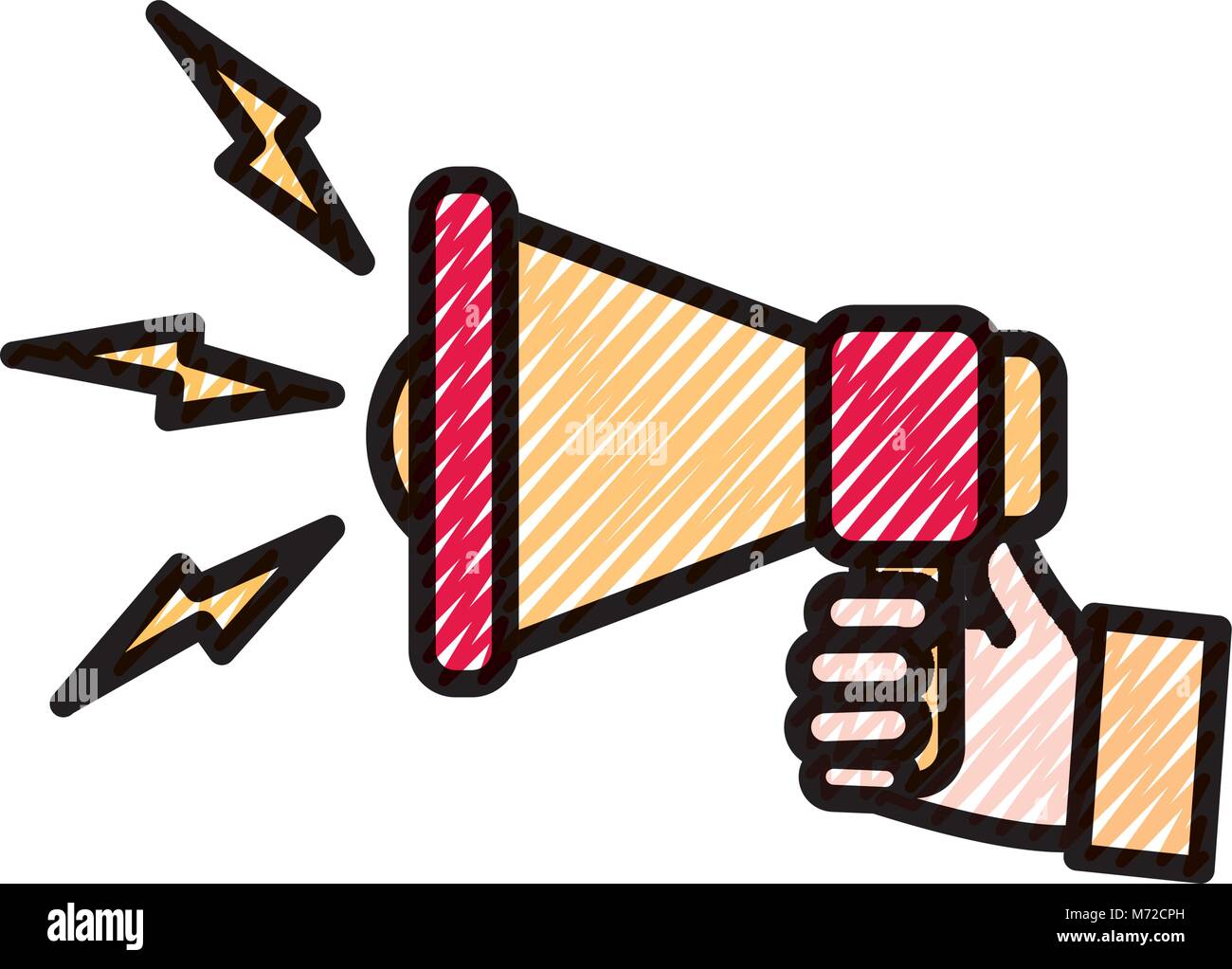 grated man hand with megaphone sound message Stock Vector Image & Art ...