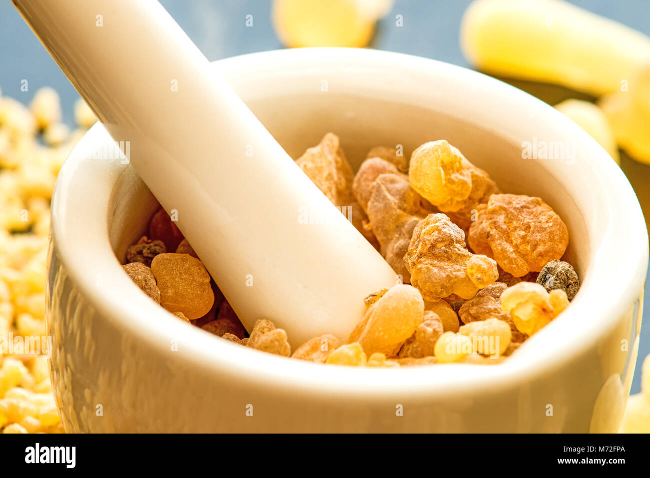 Frankincense, incense with mortar Stock Photo Alamy