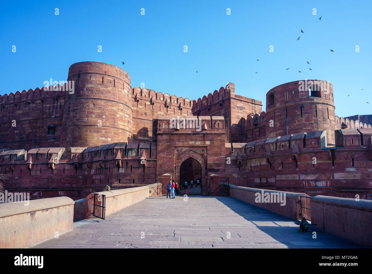 Lahore or Amar Singh Gate of Agra Fort in India Stock Photo