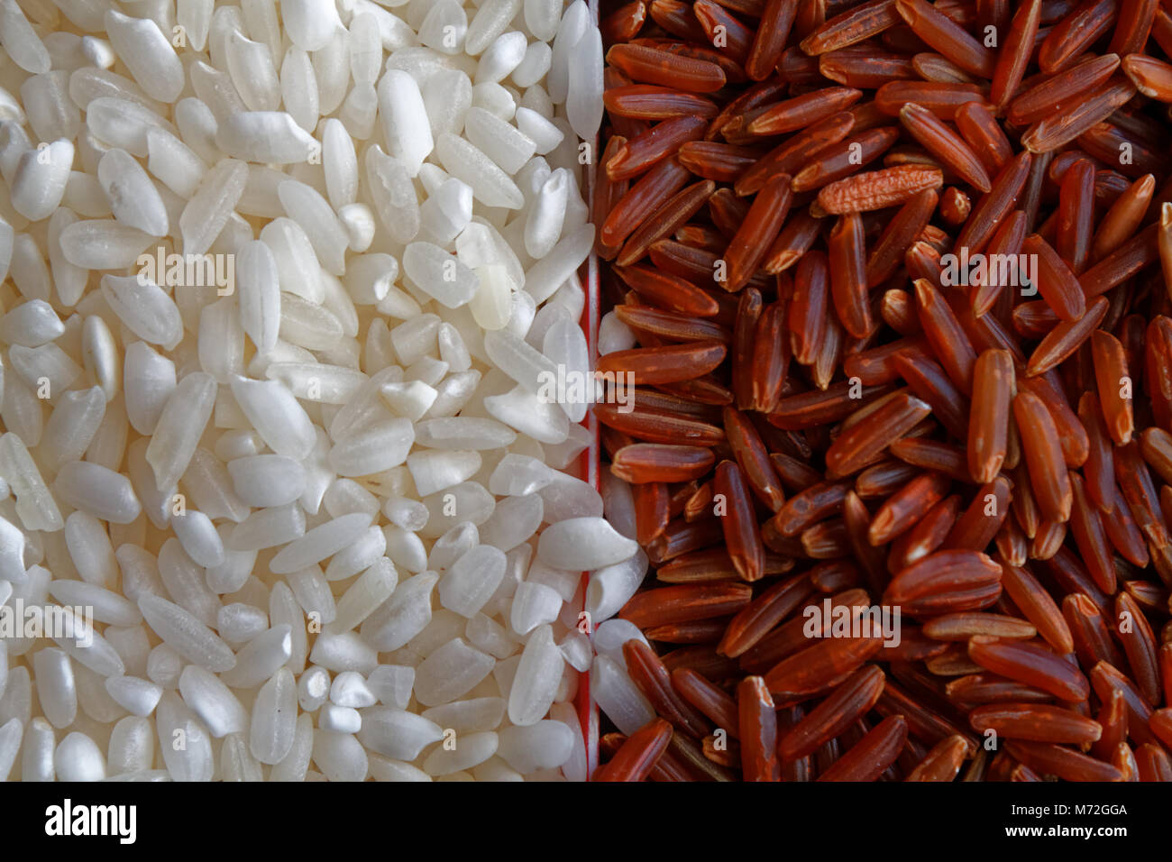 White and wholemeal brown Rice organic texture, Asian uncooked short