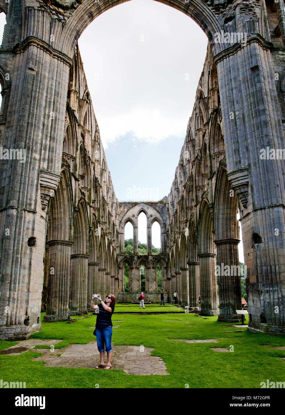 Rievaulx Abbey the first Cistercian monastery in the north of England, now the remains are a tourist attraction and part of English Heritage. Stock Photo