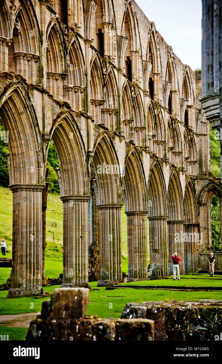 Rievaulx Abbey the first Cistercian monastery in the north of England, now the remains are a tourist attraction and part of English Heritage. Stock Photo