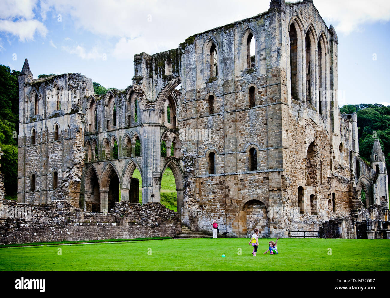 Rievaulx Abbey the first Cistercian monastery in the north of England, now the remains are a tourist attraction and part of English Heritage. Stock Photo