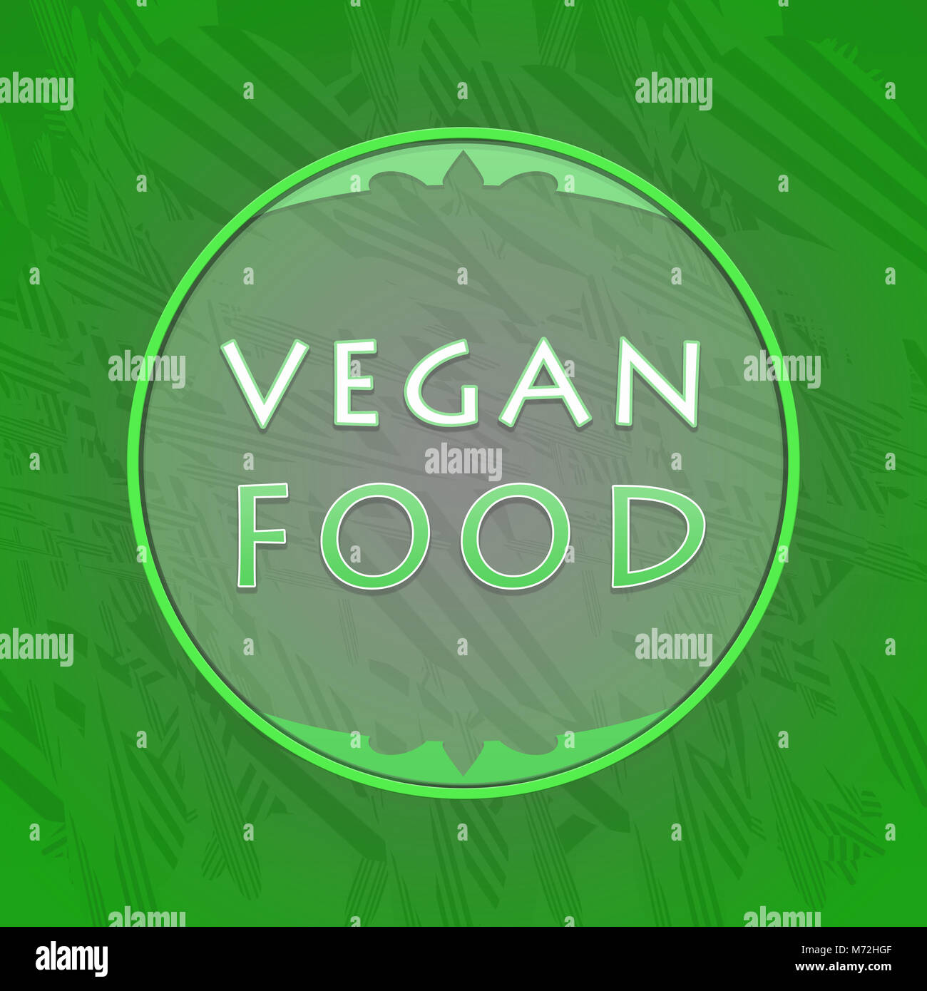 Vegan food - product label on a green background Stock Photo - Alamy