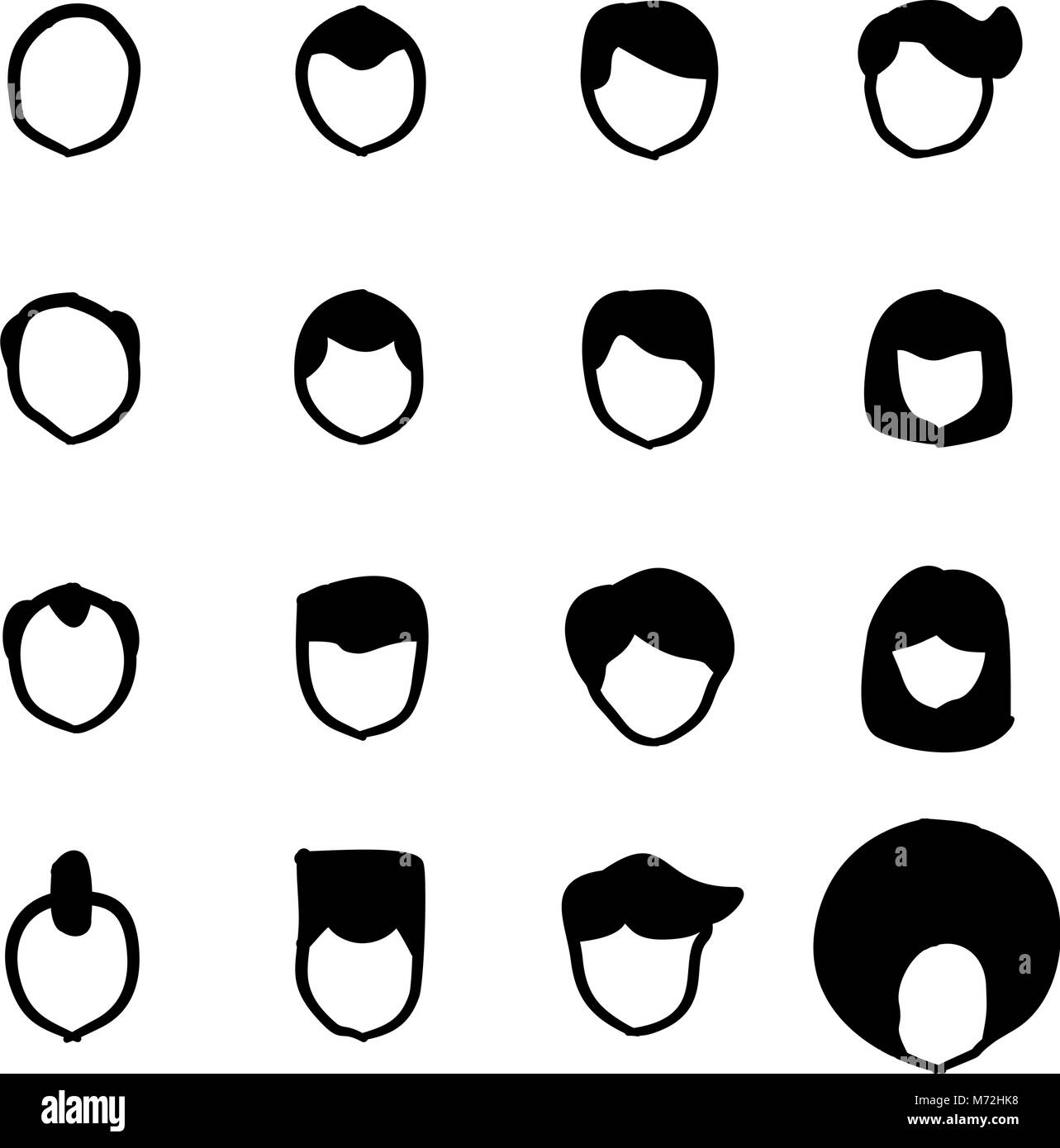 Male Haircut Icons Freehand Fill Stock Vector