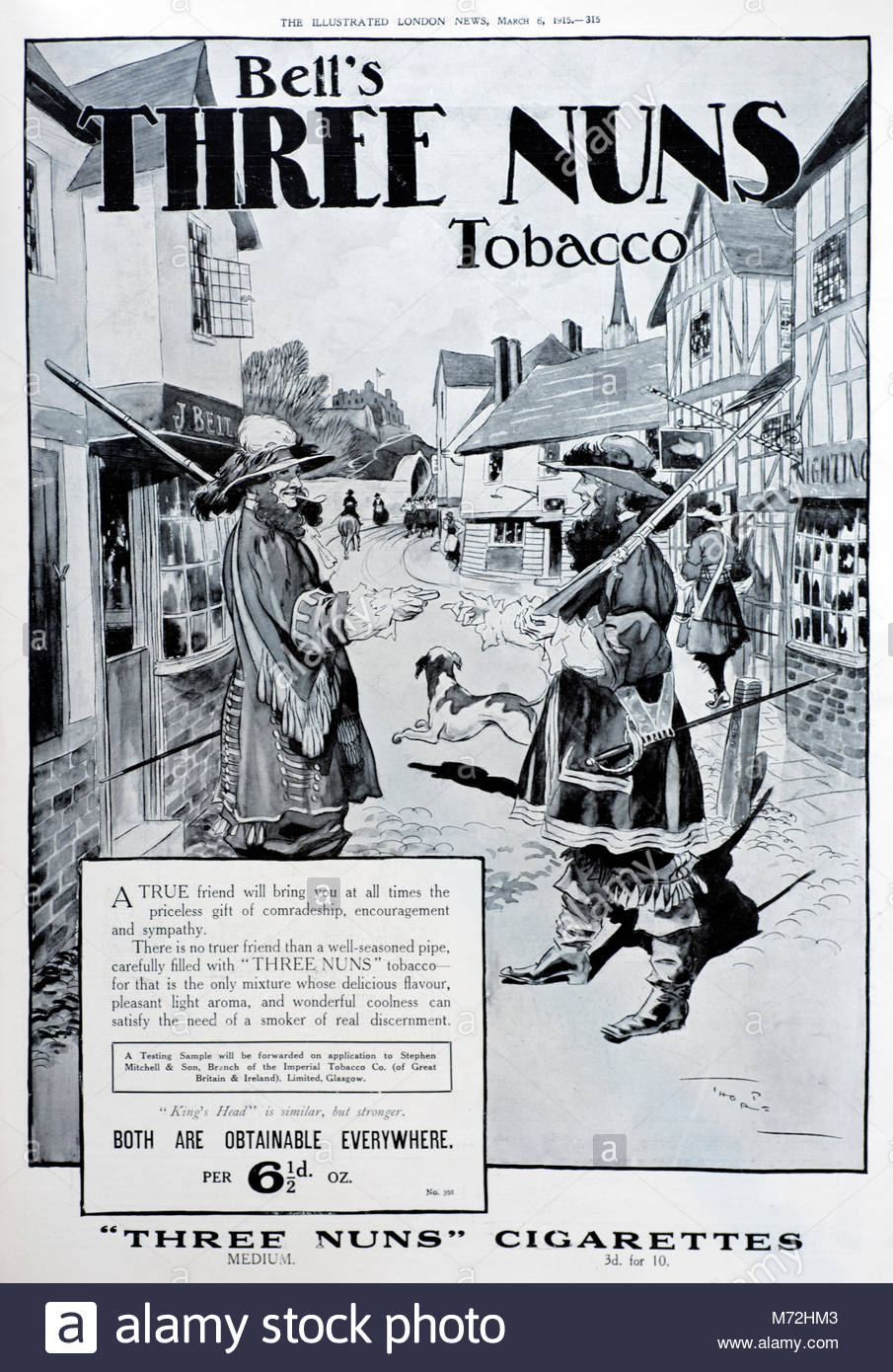 Bell's Three Nuns Tobacco vintage advertising 1915 Stock Photo