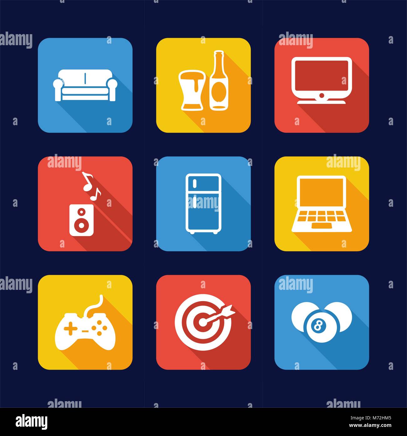 Man Favorite Activities Icons Flat Design Stock Vector Image & Art - Alamy