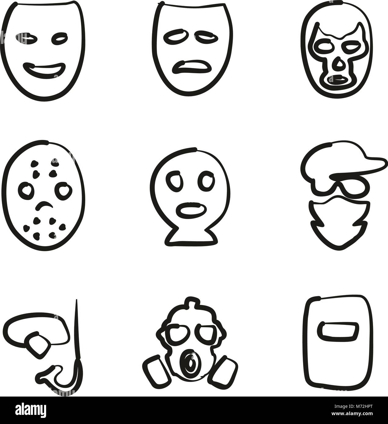 Mask Icons Freehand Stock Vector Image & Art - Alamy