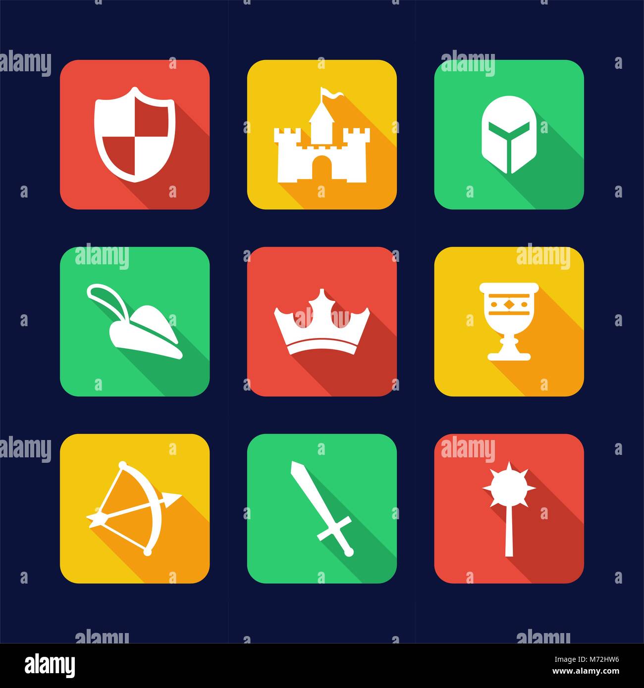 Medieval Icons Flat Design Stock Vector