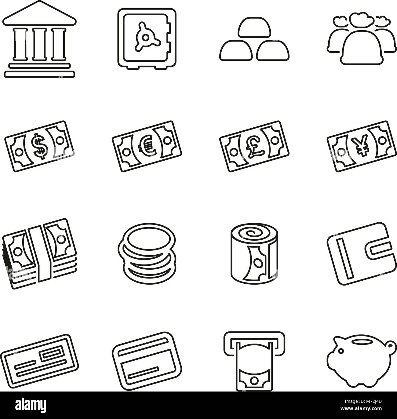 Money or Currency Icons Thin Line Vector Illustration Set Stock Vector ...