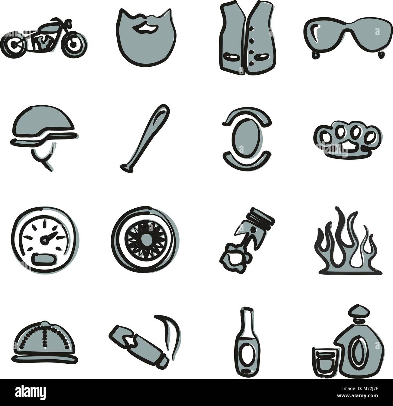 Motorcycle Club Icons Freehand 2 Color Stock Vector Image & Art - Alamy