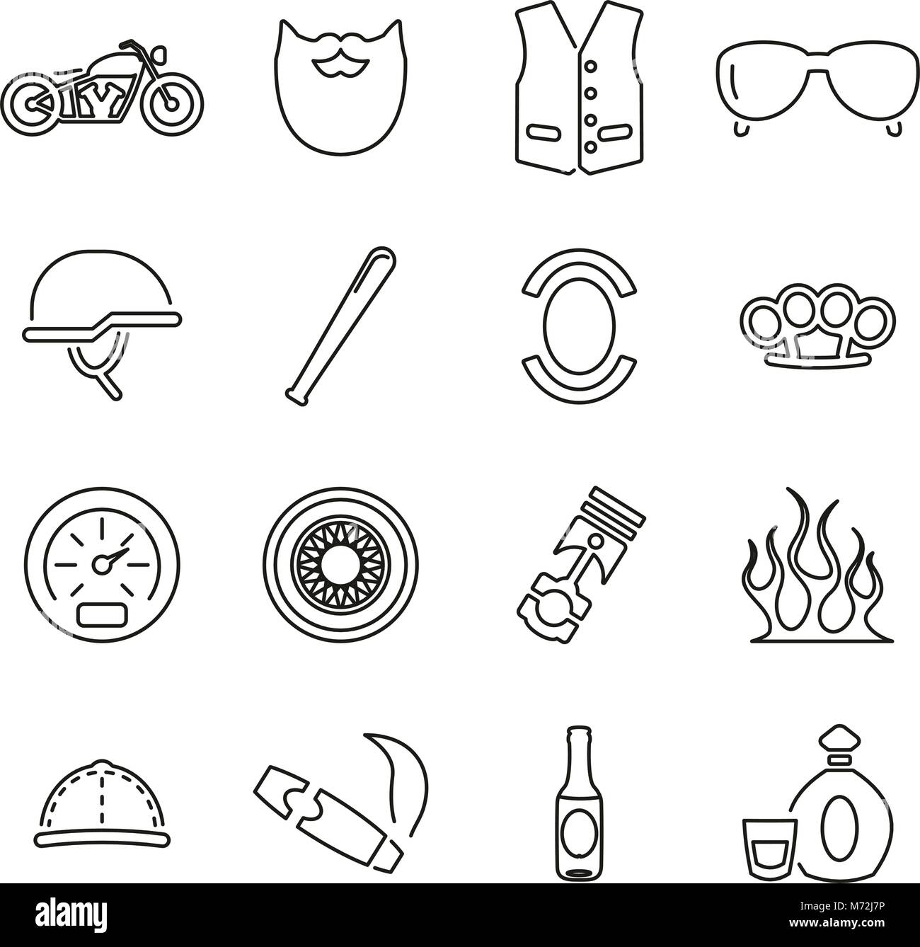 Motorcycle Club All in One Icons Black & White Color Flat Design ...