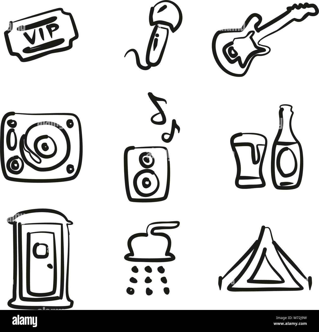 Music Festival Icons Freehand Stock Vector Image & Art - Alamy