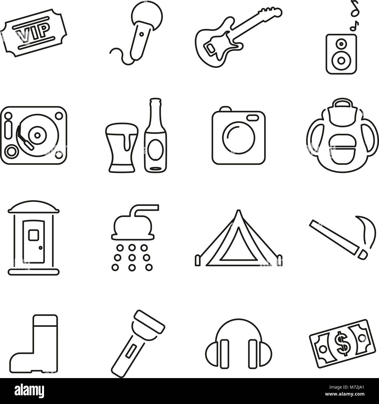 Music Festival Icons Thin Line Vector Illustration Set Stock Vector ...