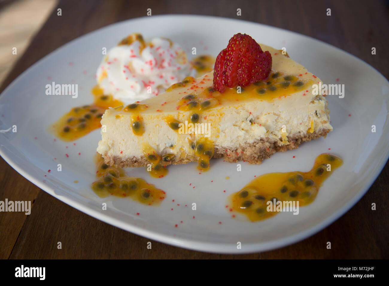 passionfruit cheesecake Stock Photo