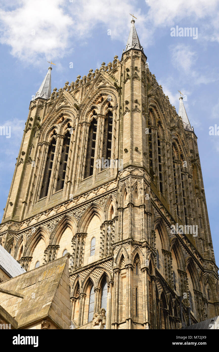 Lincoln Cathedral Central Tower. The Crossing Between the Nave and Transept. Stock Photo