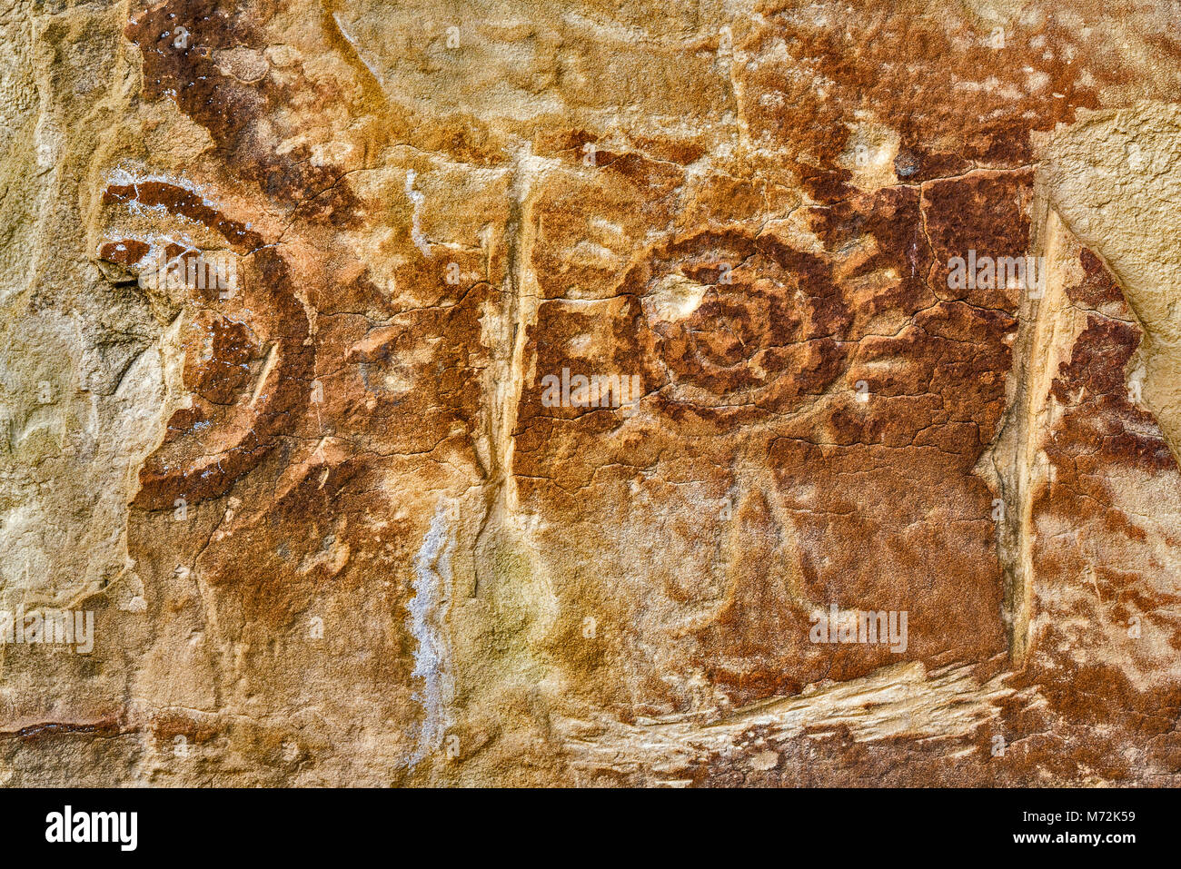 Shield Site rock art petroglyph, Dragon Road area, near Canyon Pintado and town of Rangely, Colorado, USA Stock Photo