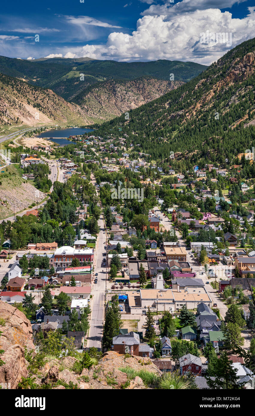 Town of Rocky Mountains, Colorado, USA, aerial view from