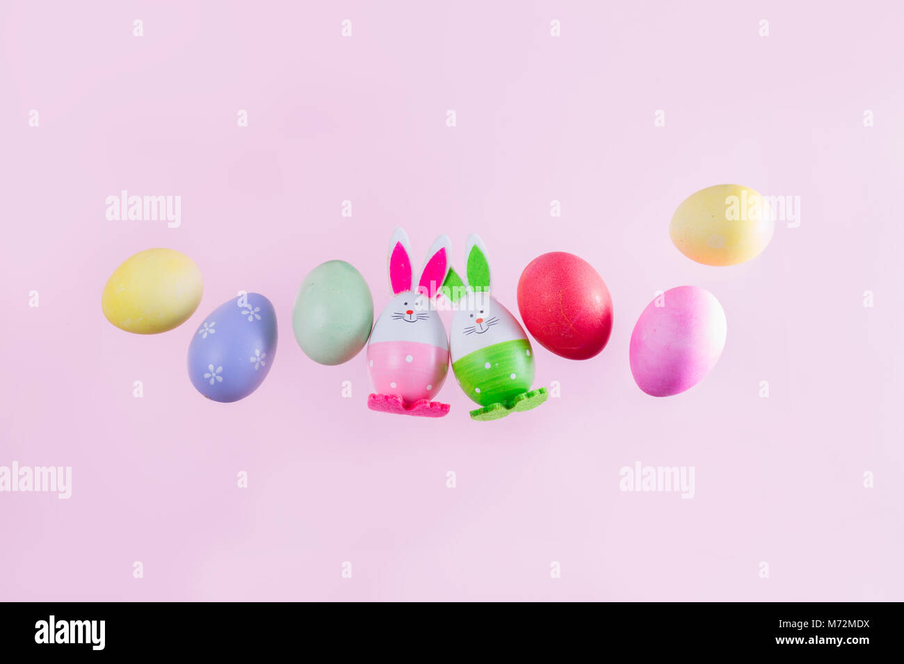 Easter scene with colored eggs Stock Photo - Alamy
