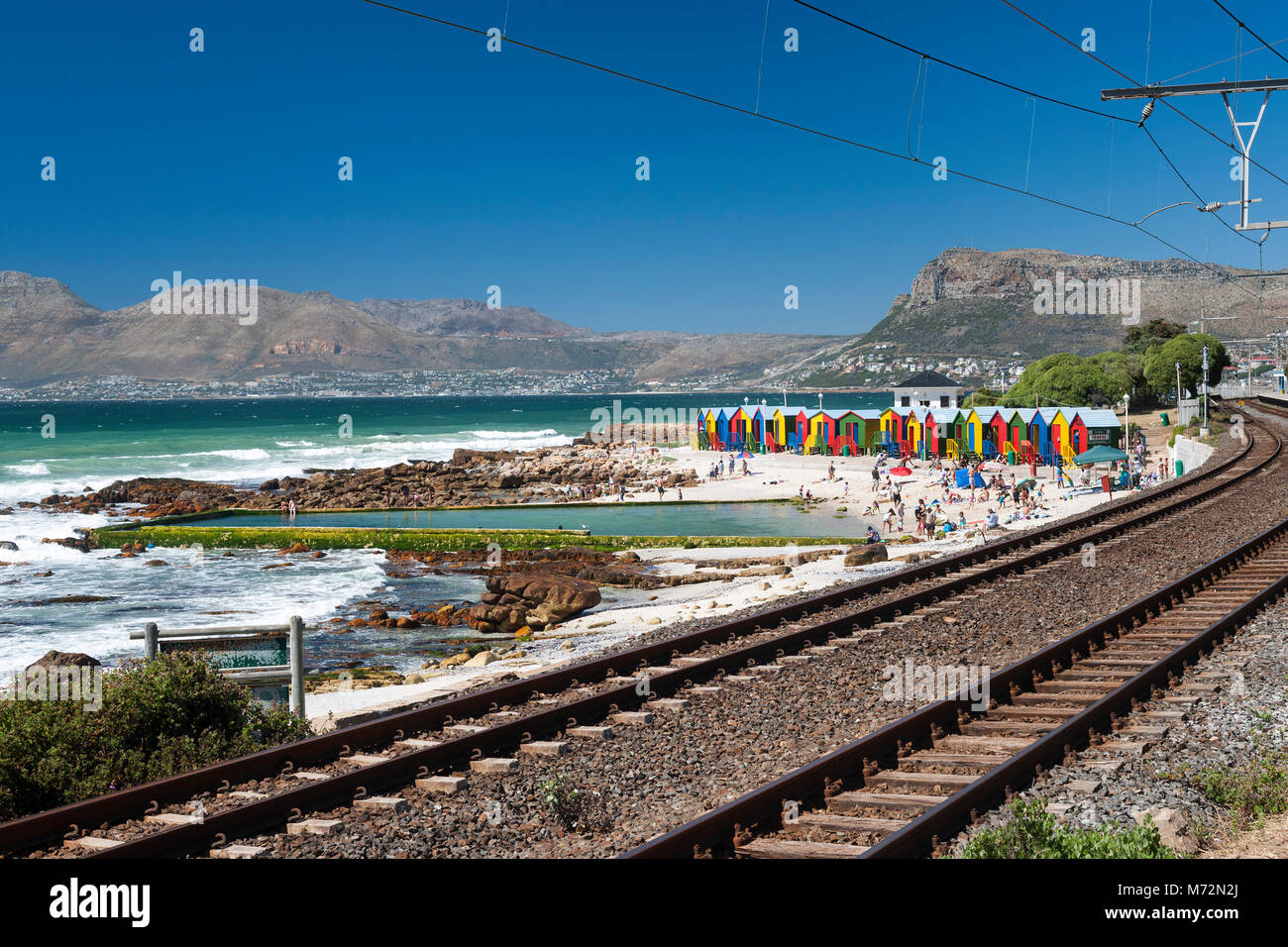 St James beach and tidal pool in Cape Town. Stock Photo