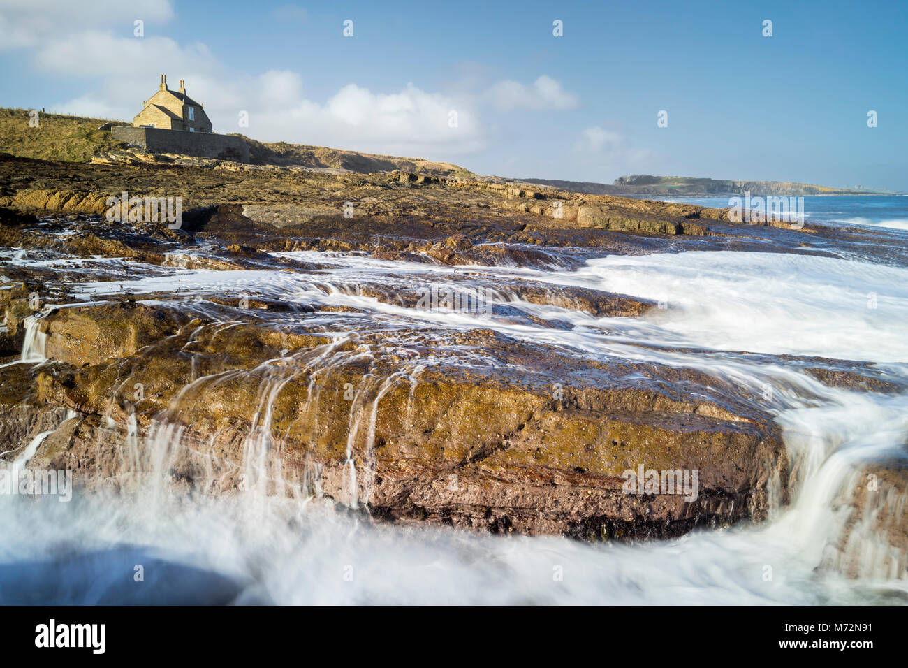 The Bathing House at Howick, a Grade II listed building on the Northumberland coast south of Craster Stock Photo