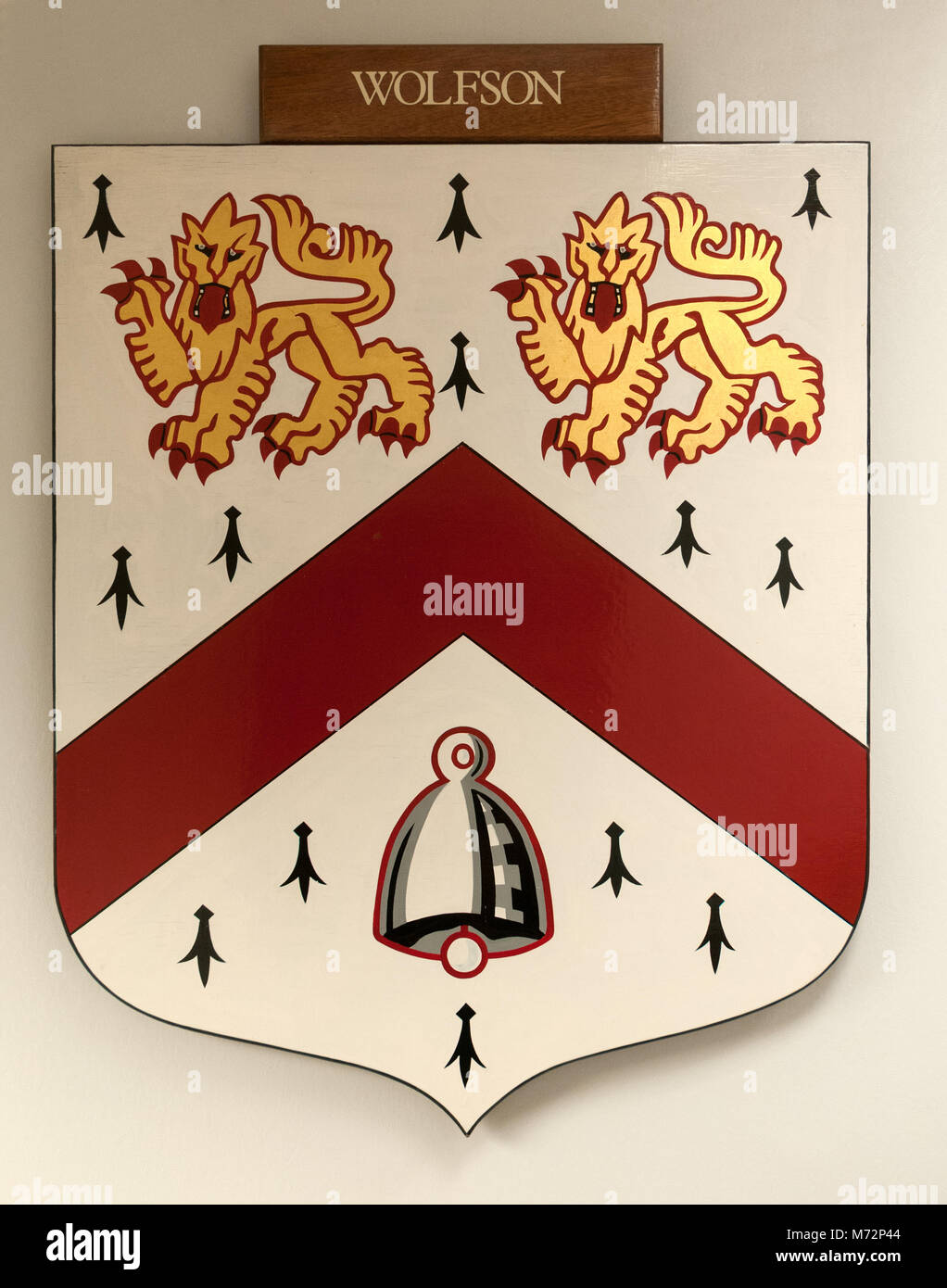 CAMBRIDGE, ENGLAND, UK - DECEMBER 03 2011: Coat of Arms of Wolfson College Cambridge Stock Photo