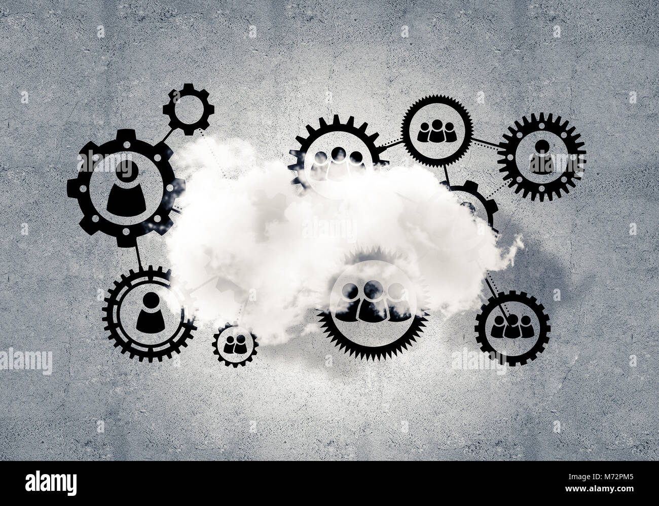 Background image with gears and cloud computing connection concept on ...
